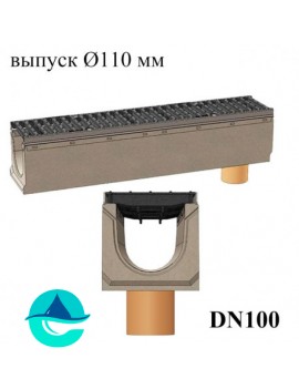 BetoMax ЛВ-16.25.31-Б лотки водоотводные бетонные с вертикальным водосливом и решёткой чугунной щелевой ВЧ-50 кл. D или E