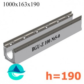 BGU-Z DN100 H190, № 5-0 лоток бетонный водоотводный 
