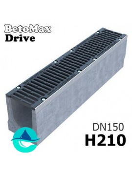 BetoMax Drive ЛВ-15.21.21-Б лоток водоотводный бетонный с решеткой чугунной щелевой ВЧ-50 кл. D
